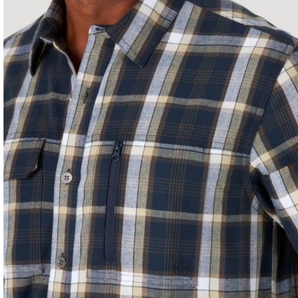 NWOT! ATG Wrangler plaid button up shirt with elbow patches - Picture 4 of 8